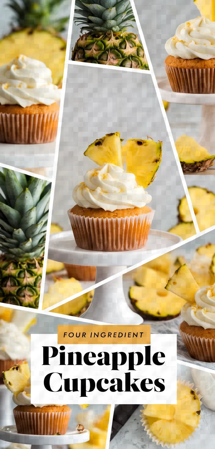 A photo of Four Ingredient Pineapple Cupcakes Recipe