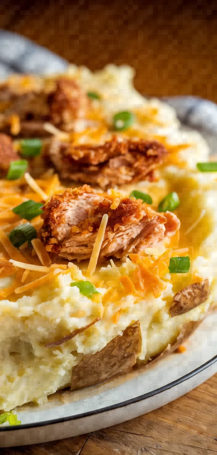 A photo of Mashed Potato Casserole With Crispy Chicken Recipe