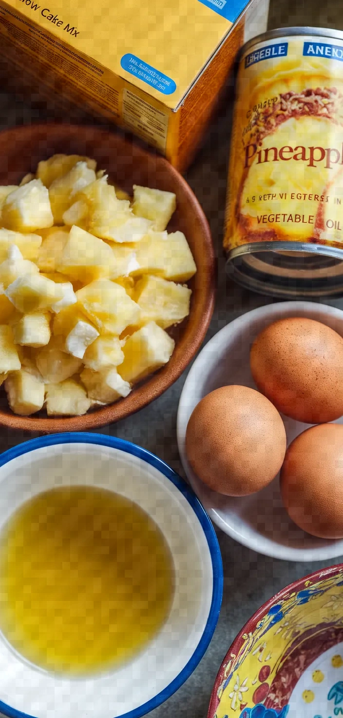 Ingredients photo for Four Ingredient Pineapple Cupcakes Recipe