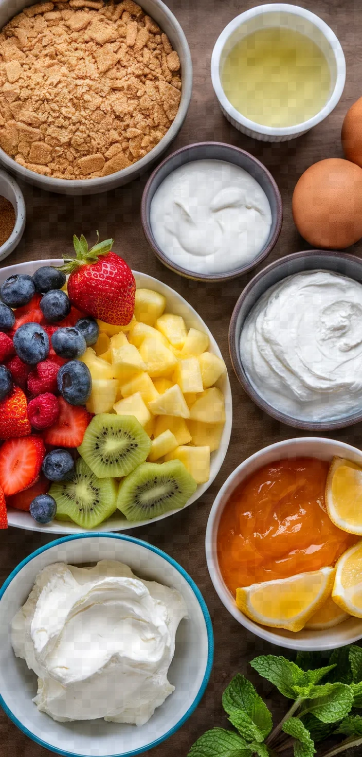 Ingredients photo for Fruit Salad Cheesecake Recipe