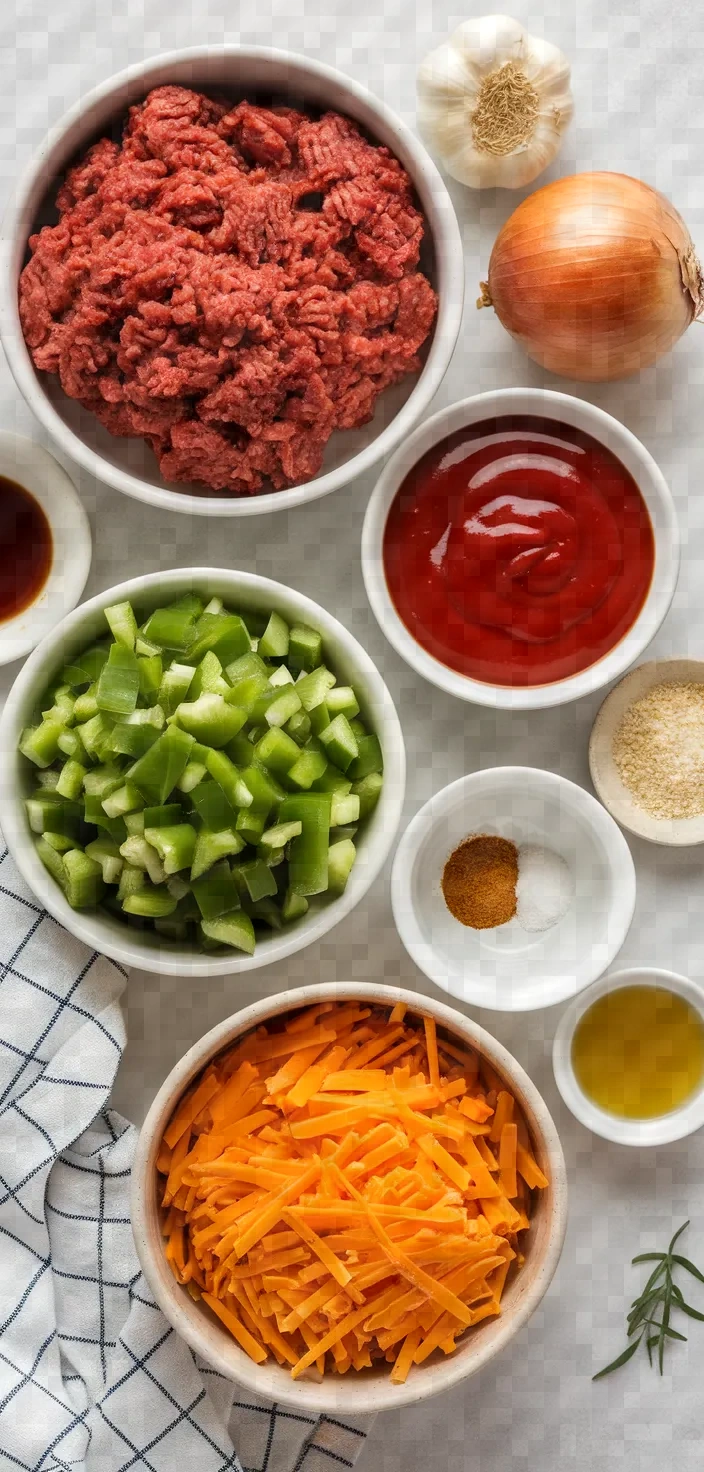 Ingredients photo for Quick Sloppy Joe Pasta Casserole Recipe