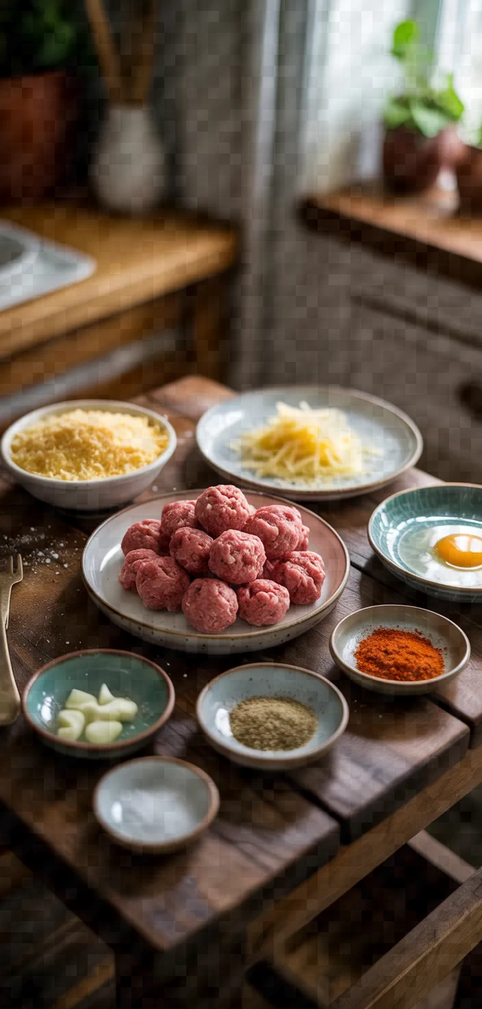 Ingredients photo for Cheesy Meatball Pasta Bake Recipe