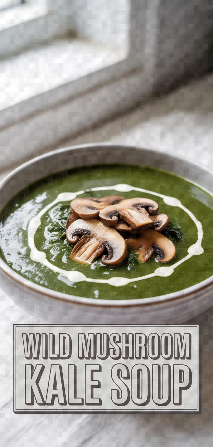 A photo of Wild Mushroom Caramelized Onion Kale Soup Recipe