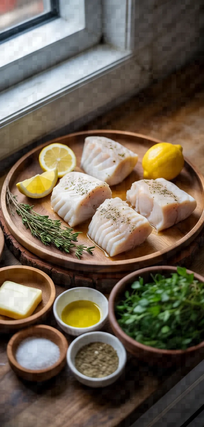Ingredients photo for Healthy Lemon Butter Baked Cod Recipe
