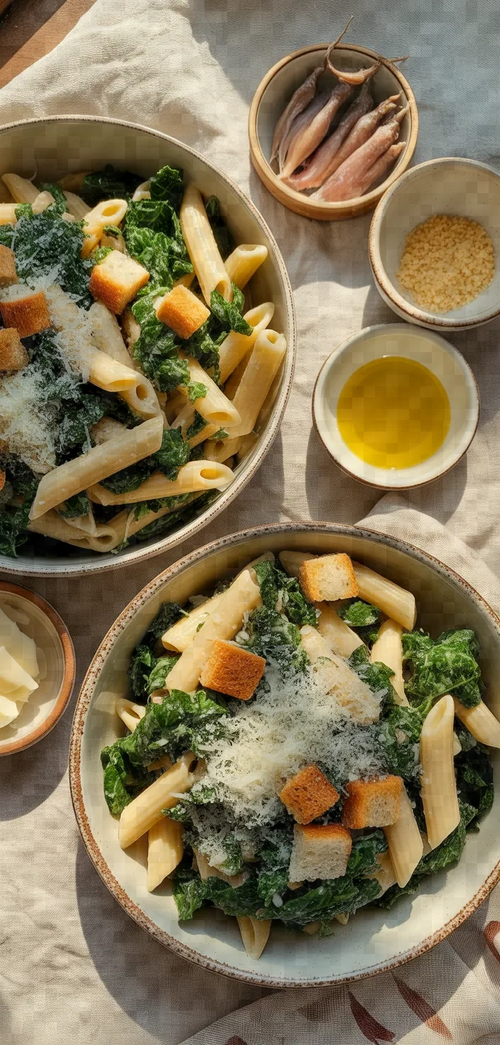 Ingredients photo for Kale Pasta Caesar Salad Recipe