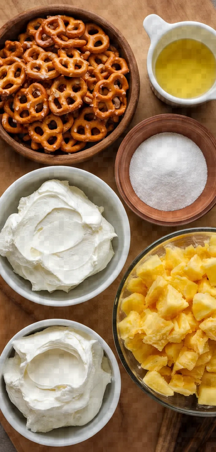 Ingredients photo for Pineapple Pretzel Salad Recipe