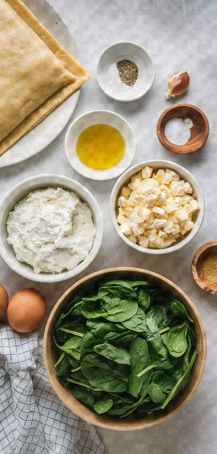 Ingredients photo for Spinach Stuffed Pastry Recipe