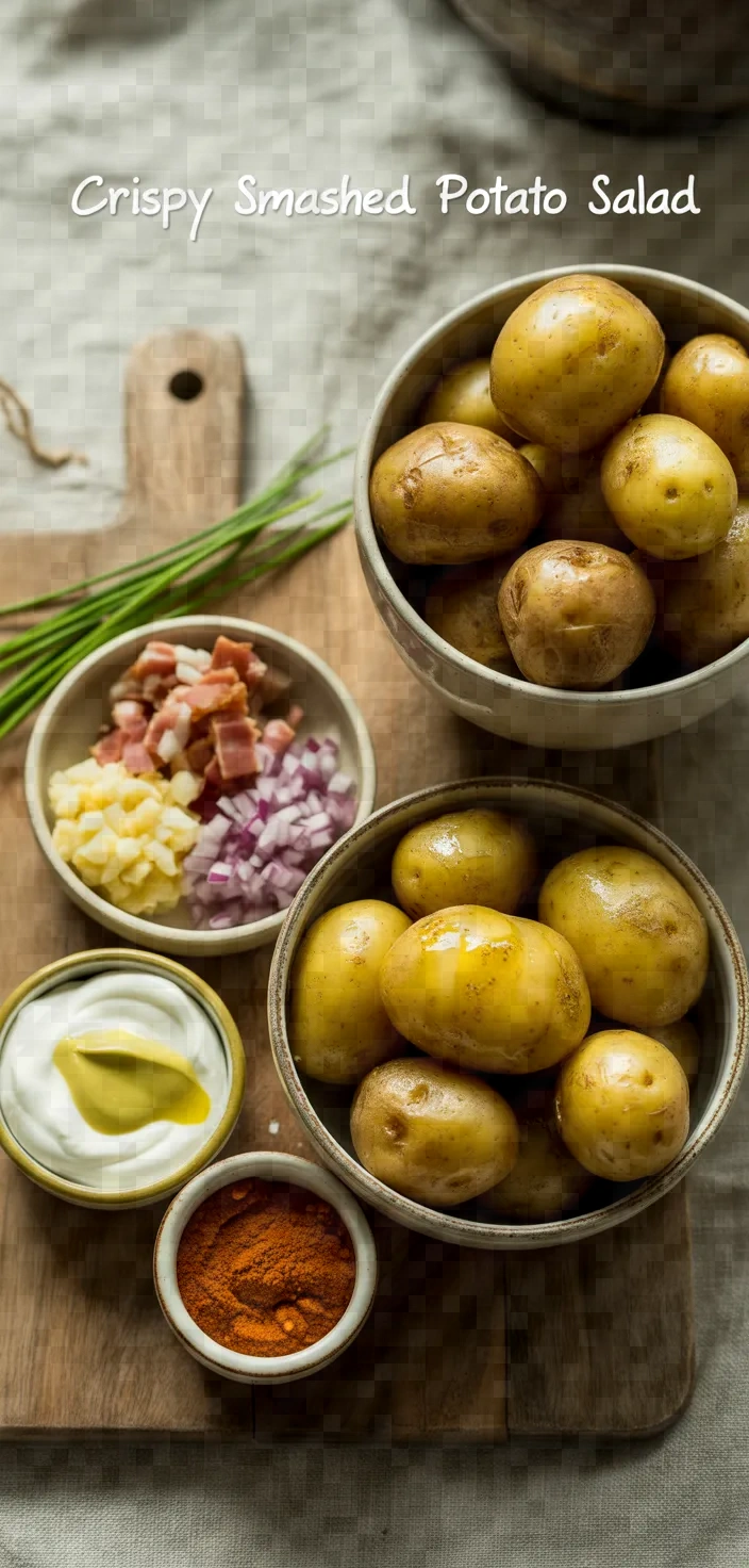 Ingredients photo for Crispy Smashed Potato Salad Recipe