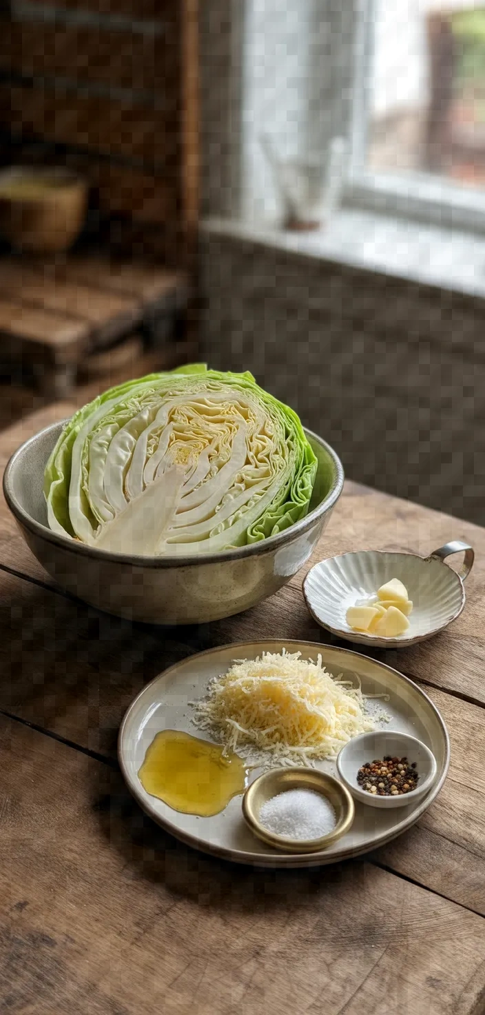 Ingredients photo for Garlic Parmesan Melting Cabbage Recipe